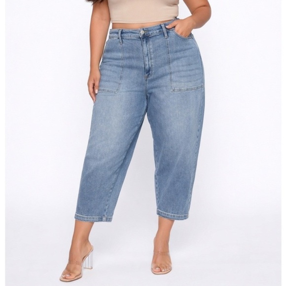 Studio Blue Echo Super High Rise Barrel Cropped Jeans Blue 24W NWT